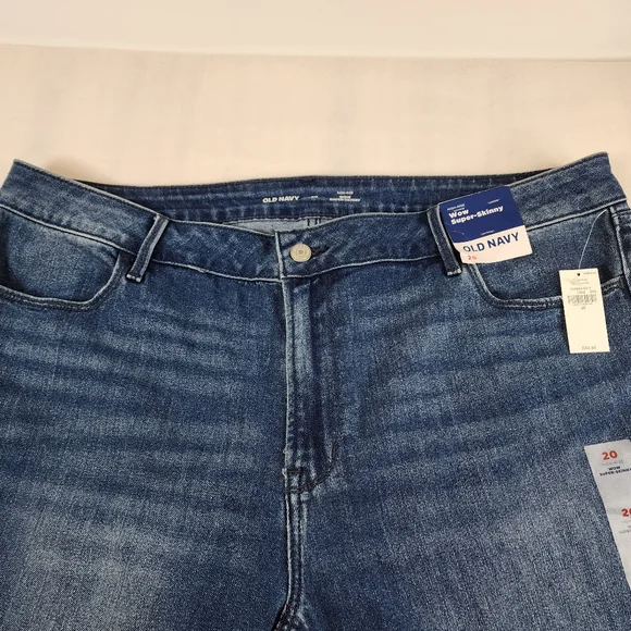 NWT Old Navy Jeans Womens 20 Wow Super Skinny High Rise Blue Classic Stretch - Picture 2 of 11